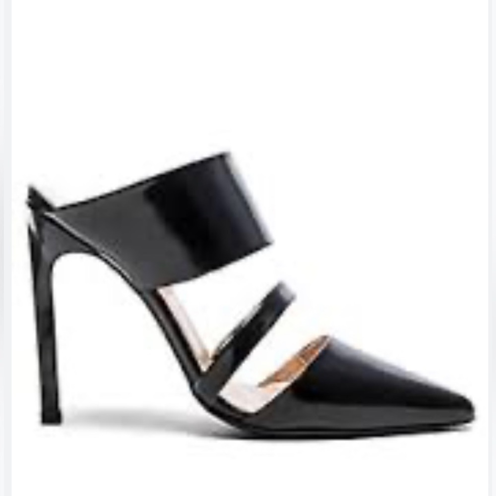The Mode Collective Triple‎ Strap Mules Women 38 Black Leather Made in Spain